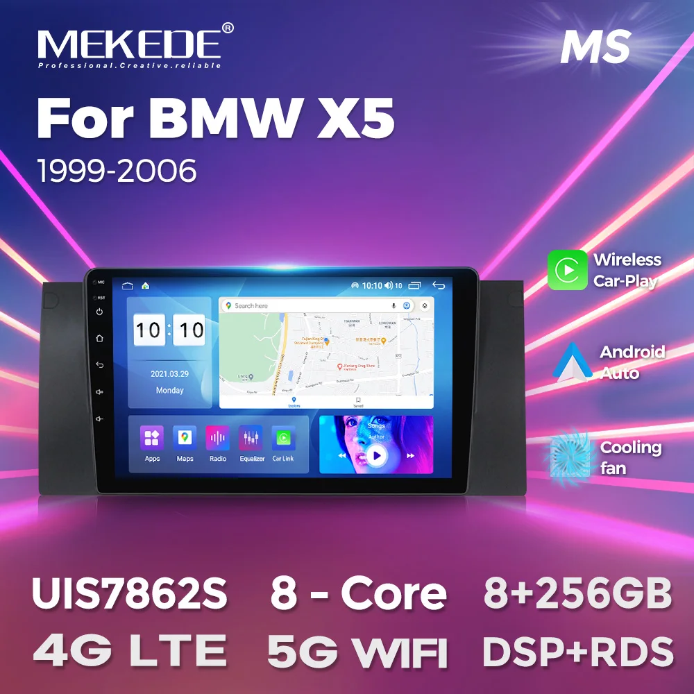 차량용 라디오 멀티미디어 비디오 플레이어, 8 코어, BMW M5 E39 E53 X5 1999-2006, 무선 애플 카플레이, 네비게이션 스테레오 DVD 헤드 유닛 플러그 앤 플레이 2din 자동차 모니터 안