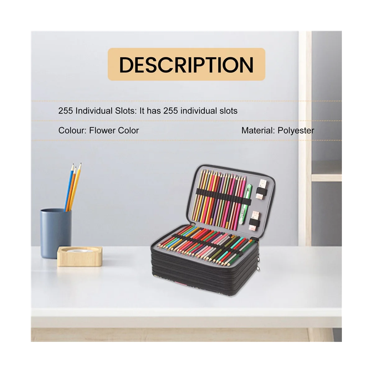 

Цветной органайзер для карандашей с 5 слотами и молнией, 250 отделений