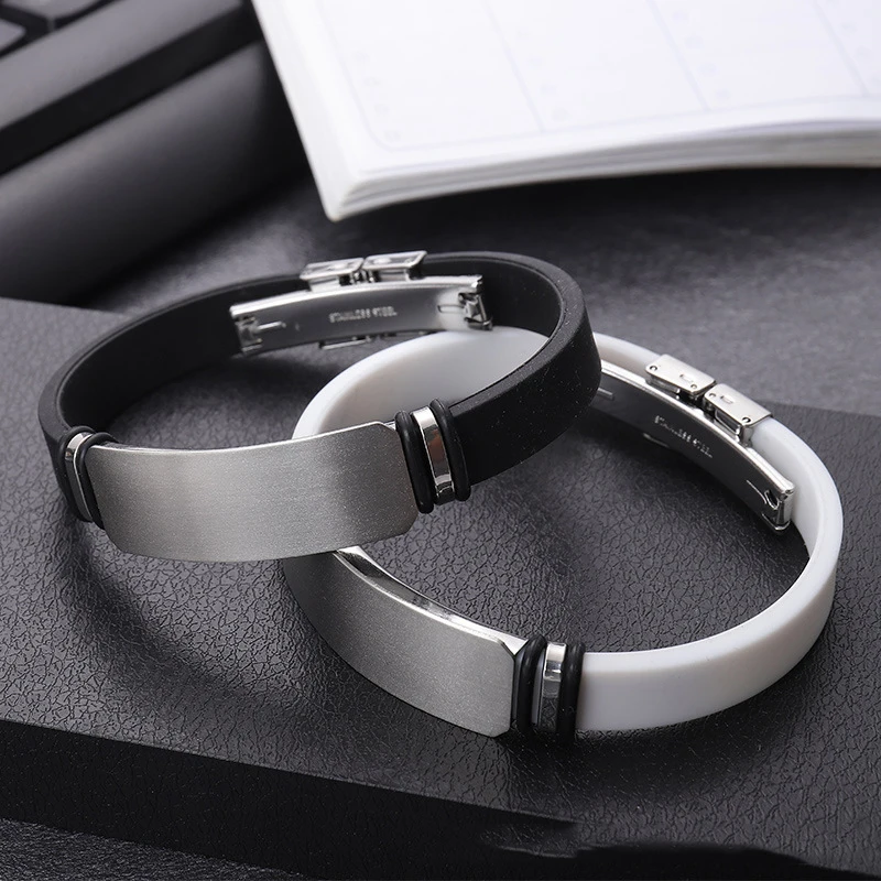 10pcs Stainless Steel Plate Blank To Record Silicone Bracelets Metal Plate Blank For Engrave Silicone Bracelet Mirror Polished 4