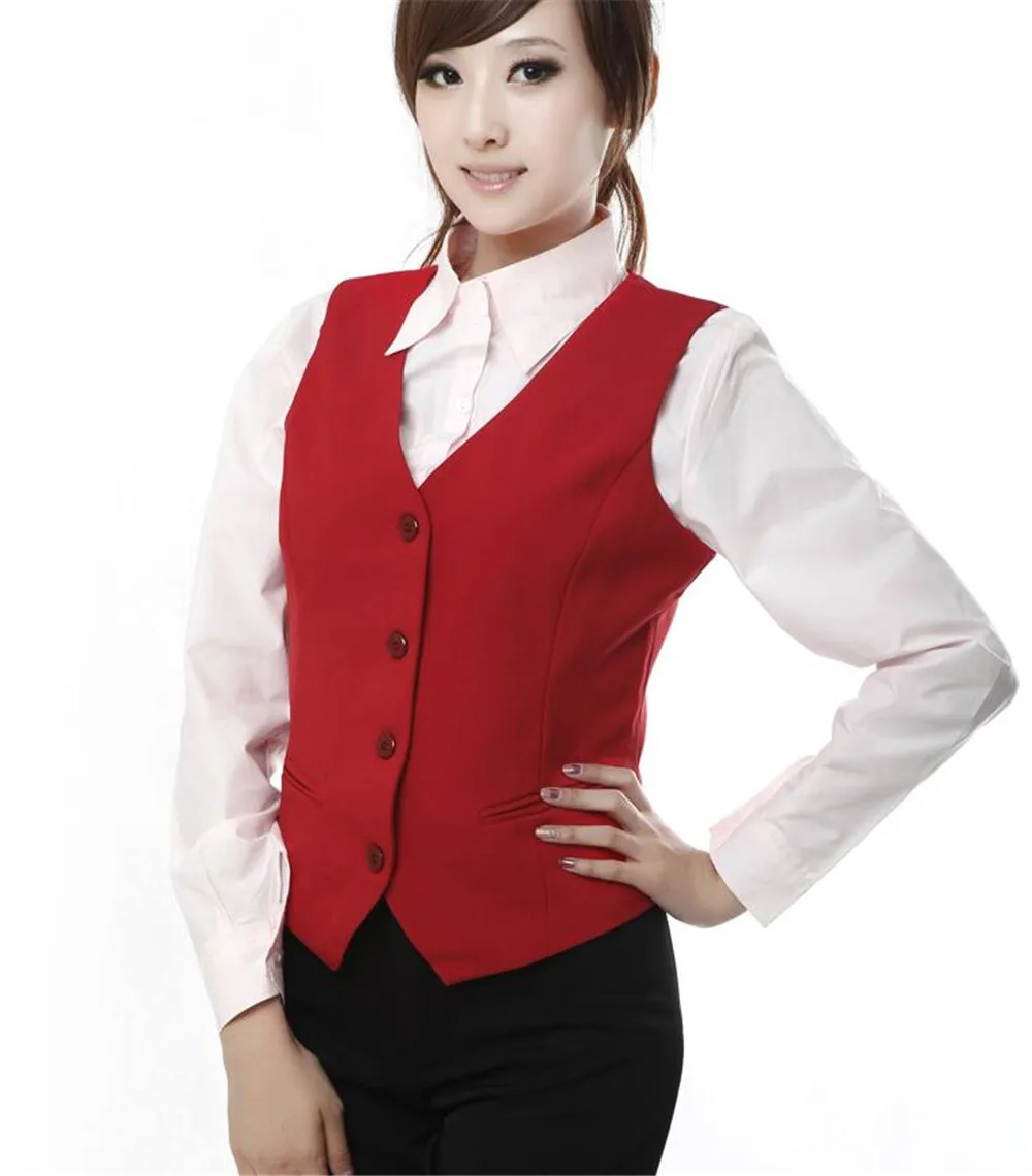 thumbnail image 1 of S-4XL Chaleco Rojo Negro para mujer, Ropa de Trabajo, chaleco corto ajustado para mujer, nuevo chaleco de primavera 2023, chaqueta sin mangas para oficina para mujer, Ropa de Trabajo, 1 of 5