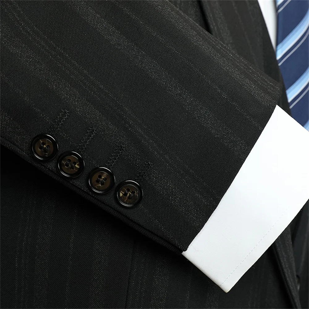 Elegant Male Suit 2023 New in  Retro Stripe Blazer Pants Vest Formal Business Suit Party Show Dress Groom Wedding Stage Suit