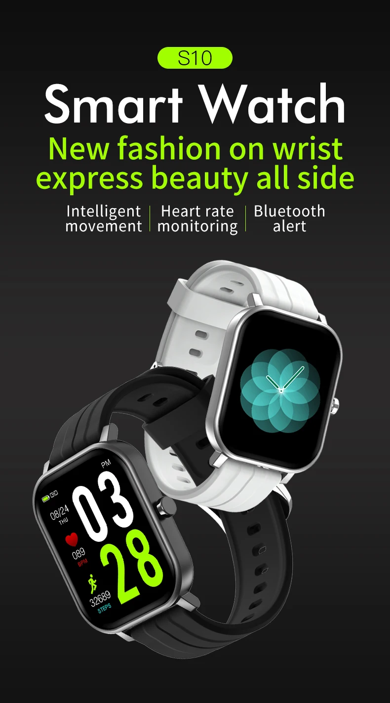

New Fashion S10 1.69 inch Big Screen IPS TFT Music BT Smart Watch