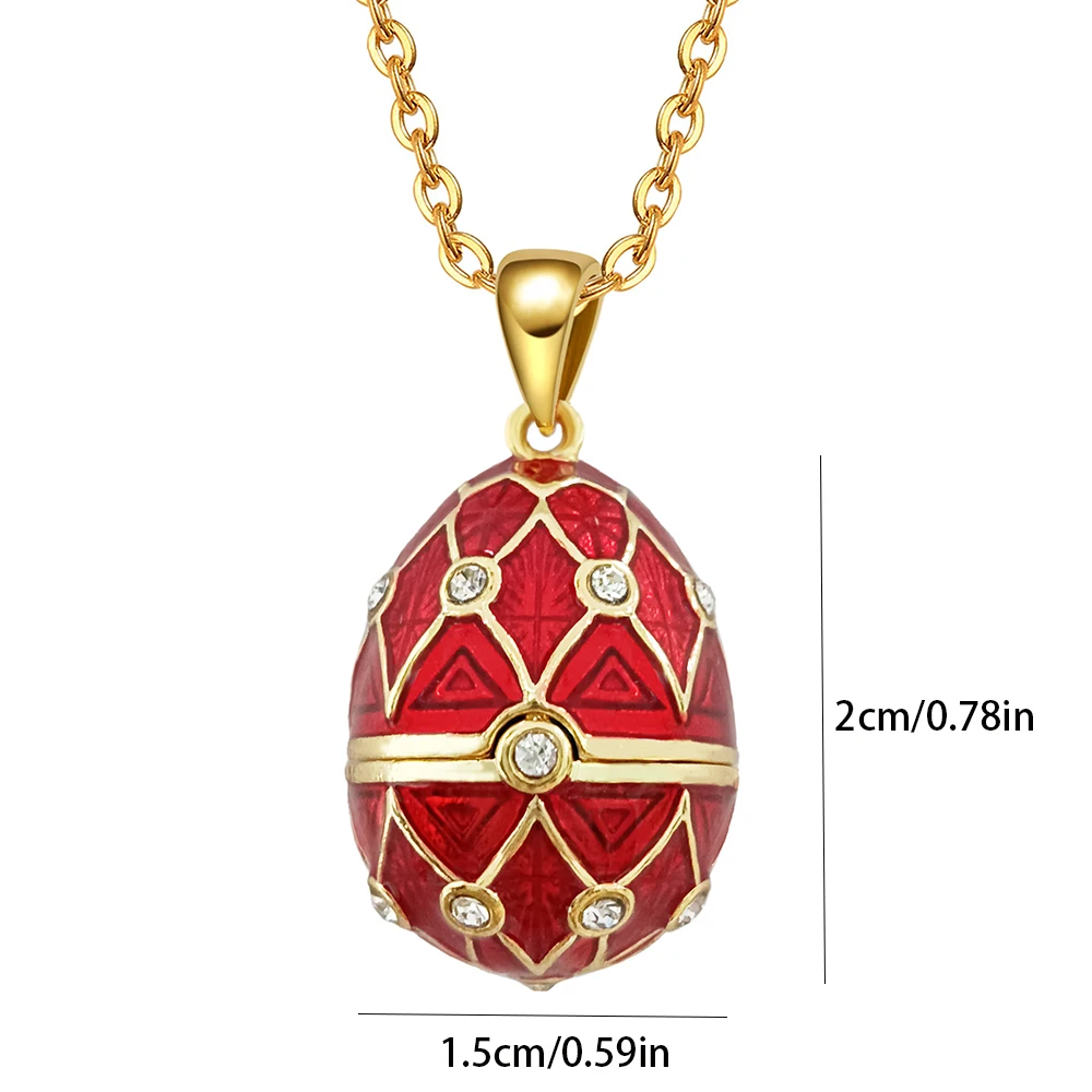 Collier pendentif oeuf de Fabergé rouge Pierre Lorren