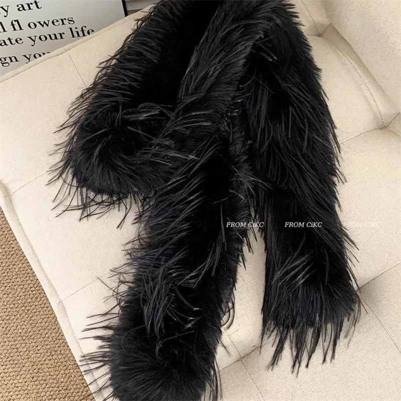 Thick Fluffy Plush Long Strip Scarf Imitation Mink Fur 180cm Y2K Girl Scarf Luxury Classic Ladies Tassels Scarf Party - Image 6
