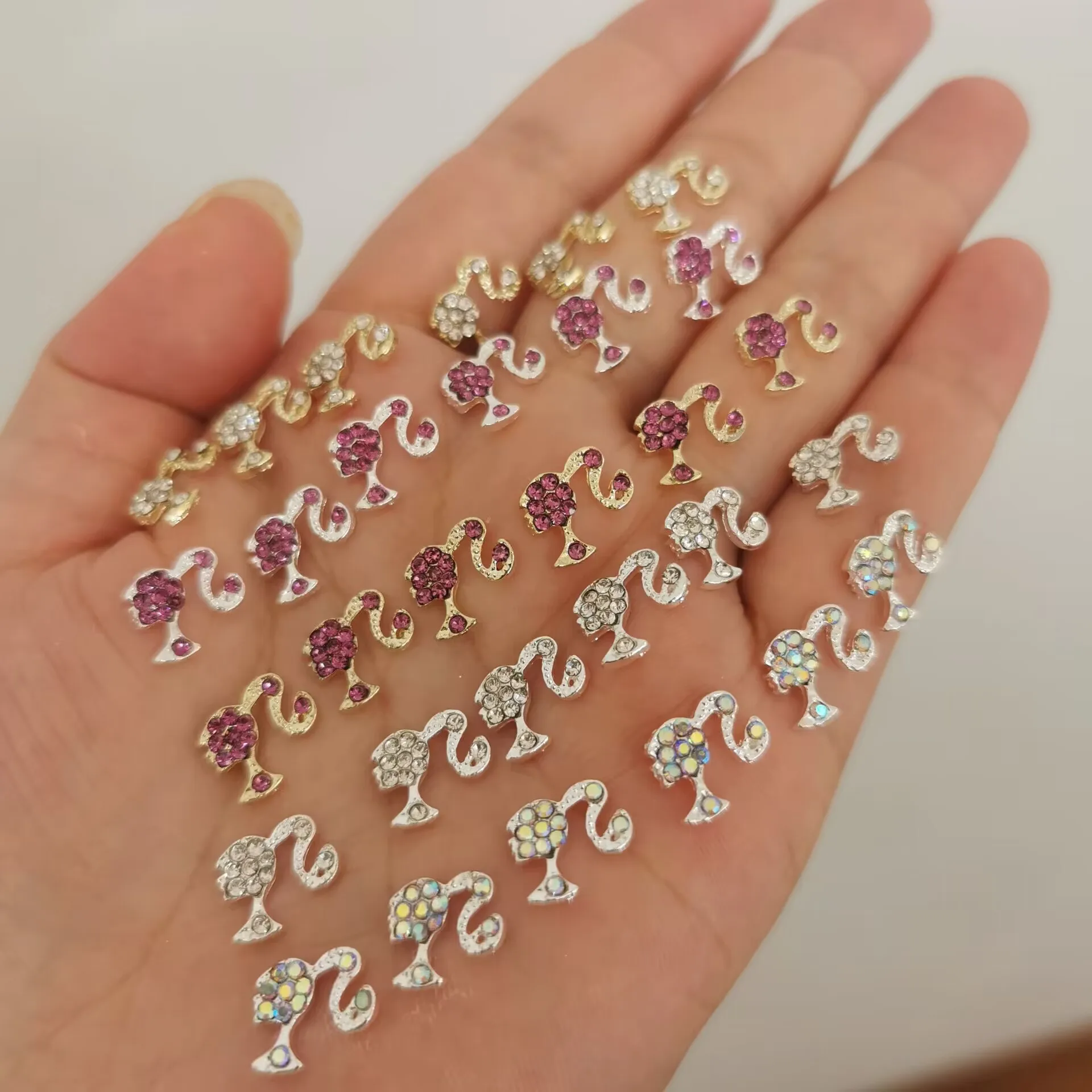 C Style #2 Gold Zircon 3D Nail Charms (5 Pieces) – The Additude Shop