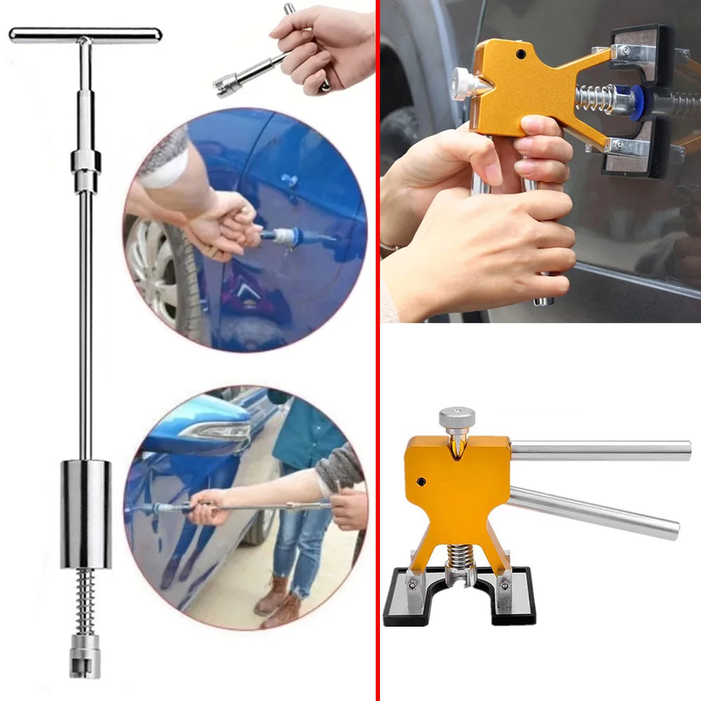 Auto Body Dent Repair Tools Kit Sheet Metal T Dent Puller Slide Hammer Reverse Hammer Glue Car Paintless Suction Cup Removal Set