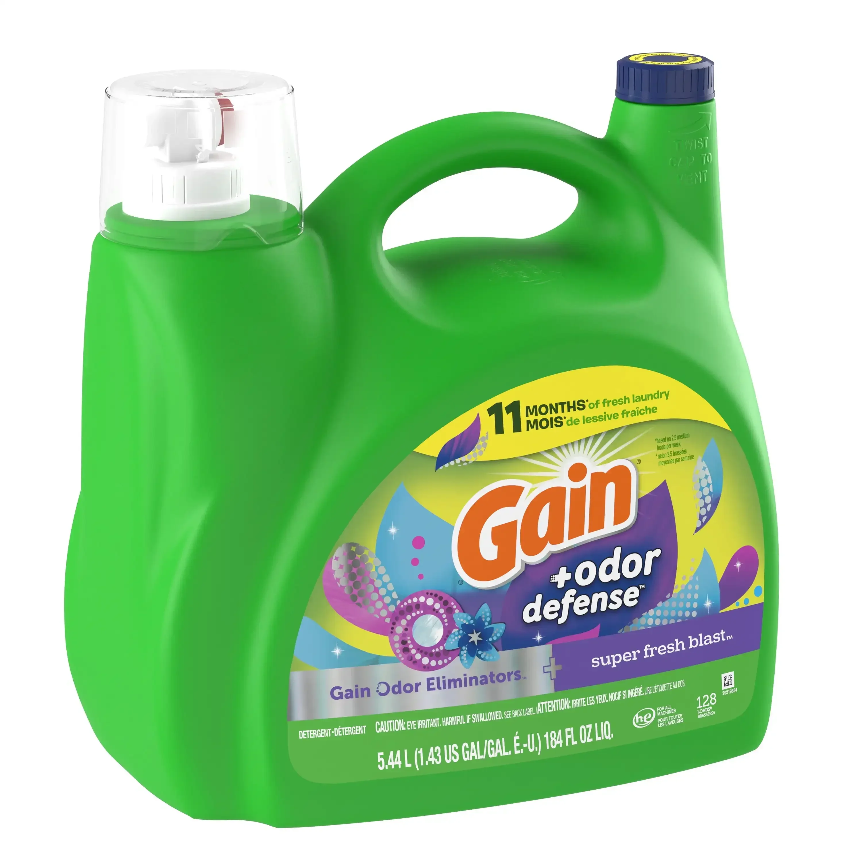 Odor Defense Liquid Laundry Detergent Super Fresh Blast Scent Loads Safe To Use on All Fabric Types
