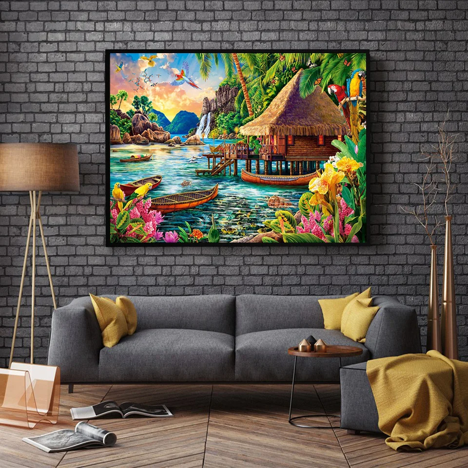 Evershine 5D Diamond Mosaic Seaside Garden Scenery Diamond Painting Lake Full Square Round Drill Cross Stitch Crafts diamond painting diamond art painting kit diamond painting set