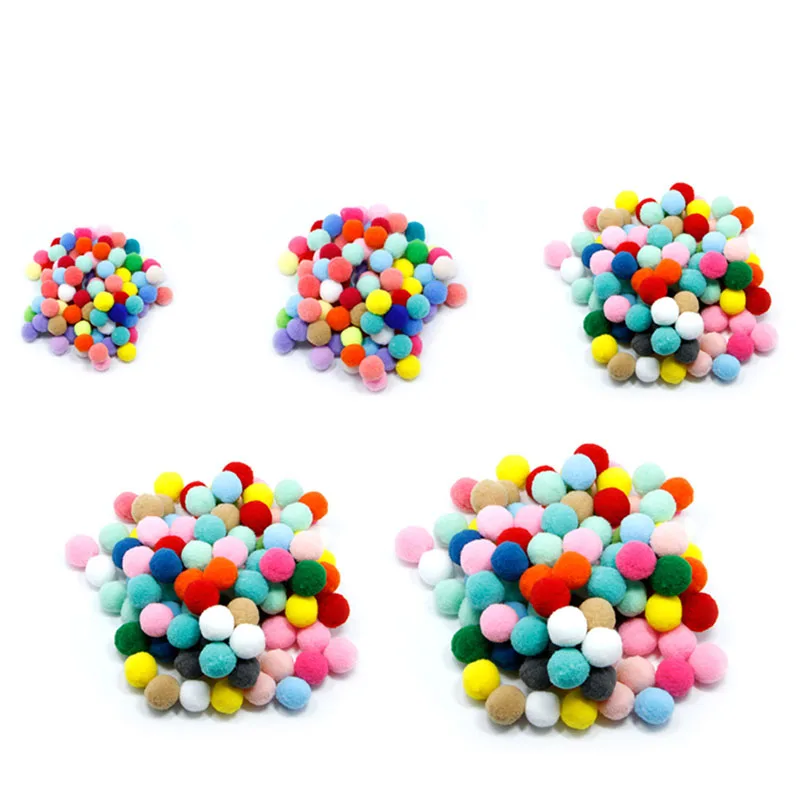 DIY Mixed Color Mini Fluffy Soft Pom Poms Pompoms Ball Arts and Crafts 100Pcs