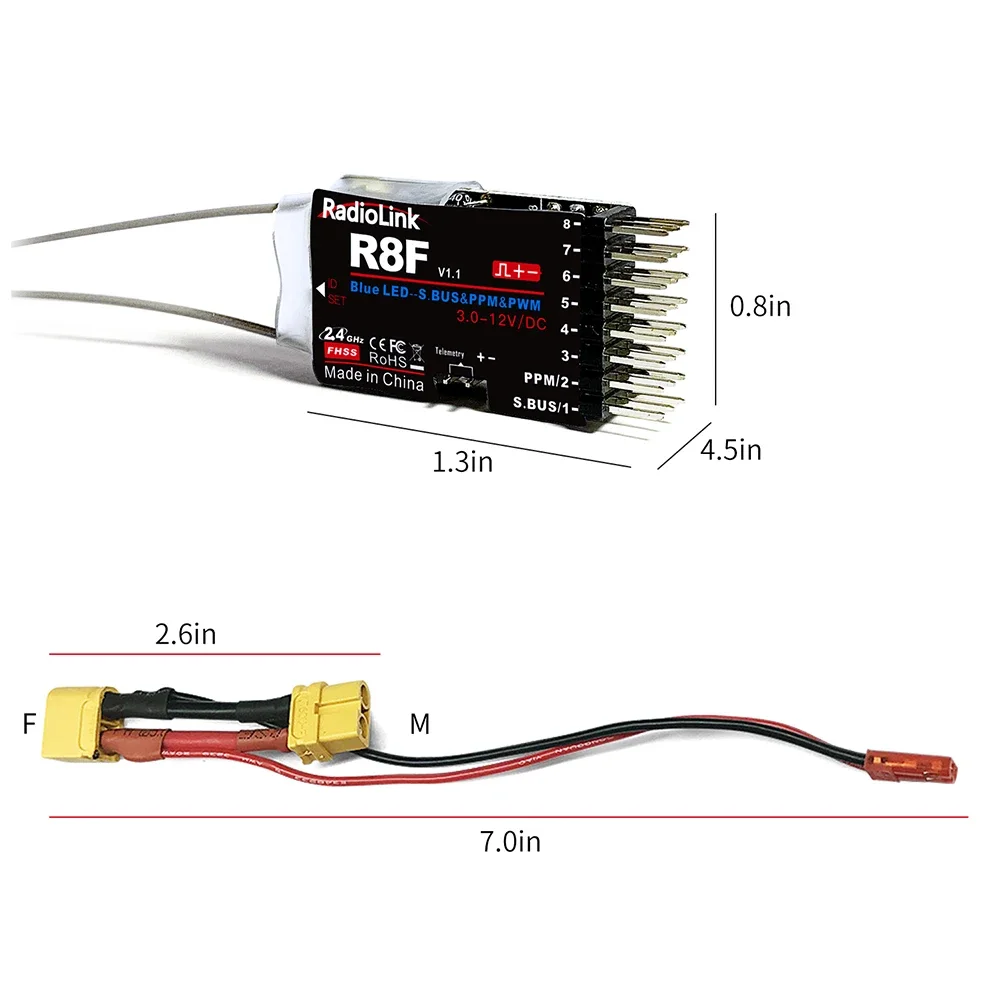 Radiolink R9DS / R12DSM RC Receiver 9 Channels Information Ransmission SBUS/PWM/PPM Signal Compatible AT9S AT10II Remote Control