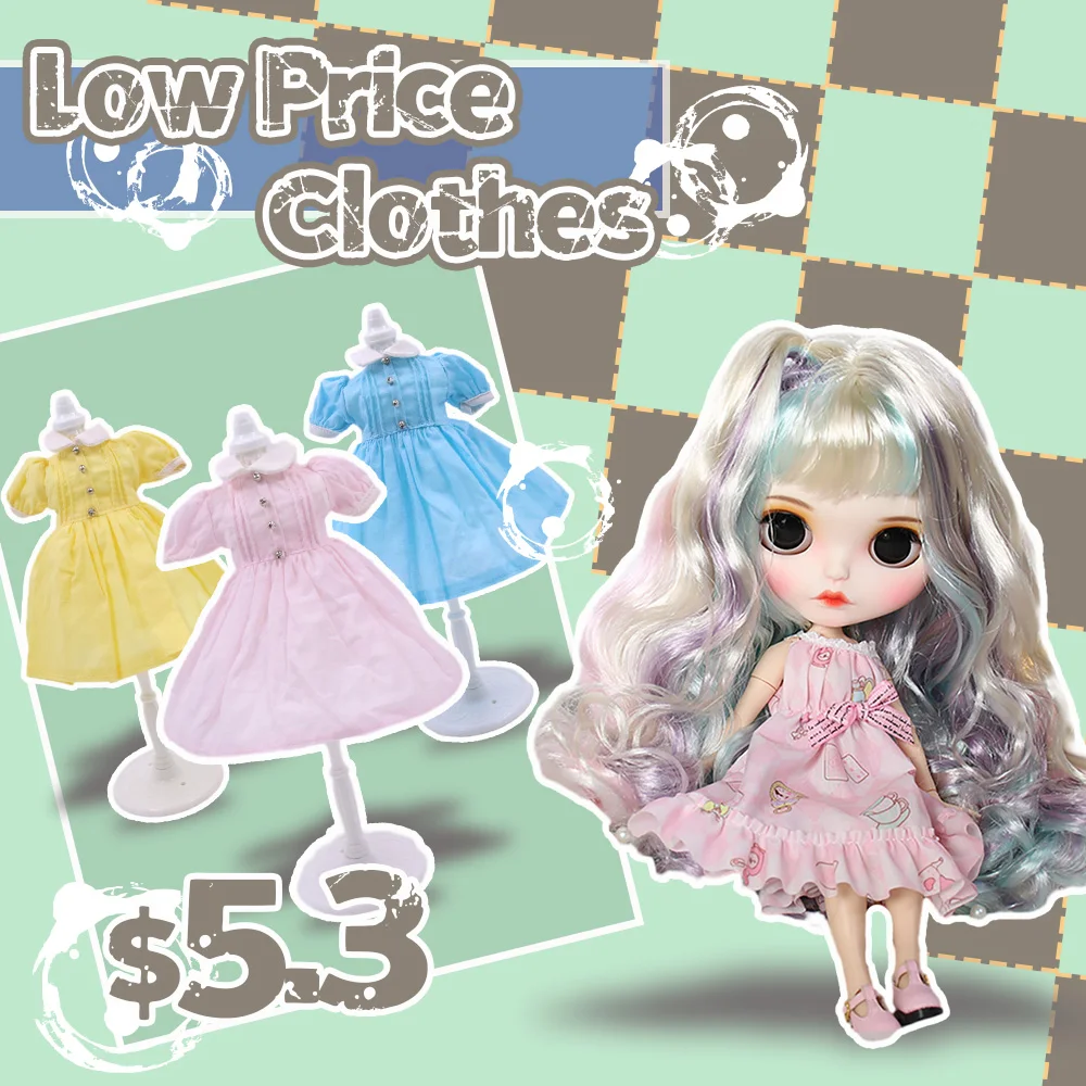 

DBS blyth doll clothes to colour dress it suitable for 1/6 doll, normal doll, joint doll, icy, jecci five