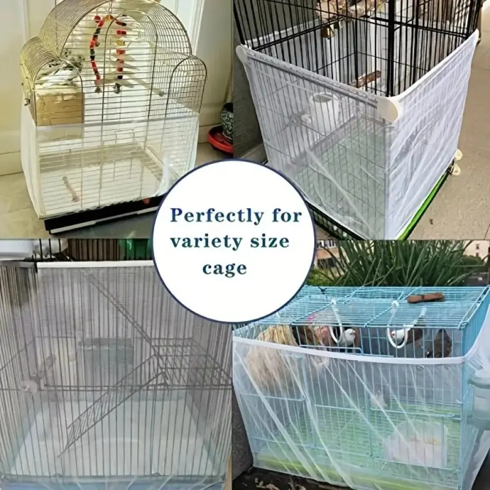 Cubierta Universal Ajustable Para Jaula De P&aacute;jaros Y Loros, Falda De Malla El&aacute;stica Transpirable, Cubierta Red a Prueba bird cage cover bird cage accessories