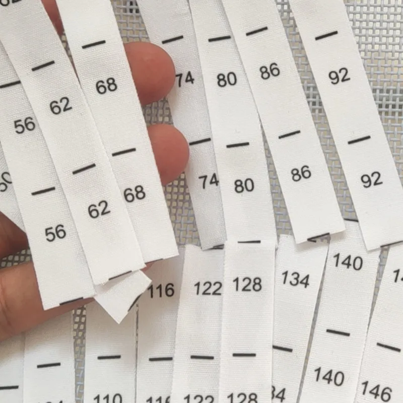 clothing labels garment labels 50pcs Pure White Cotton Size Label for Kids 56 62 68 74 80 86 92 98 104 110 116 122 128 134 140 146 Print Garment Size Labels