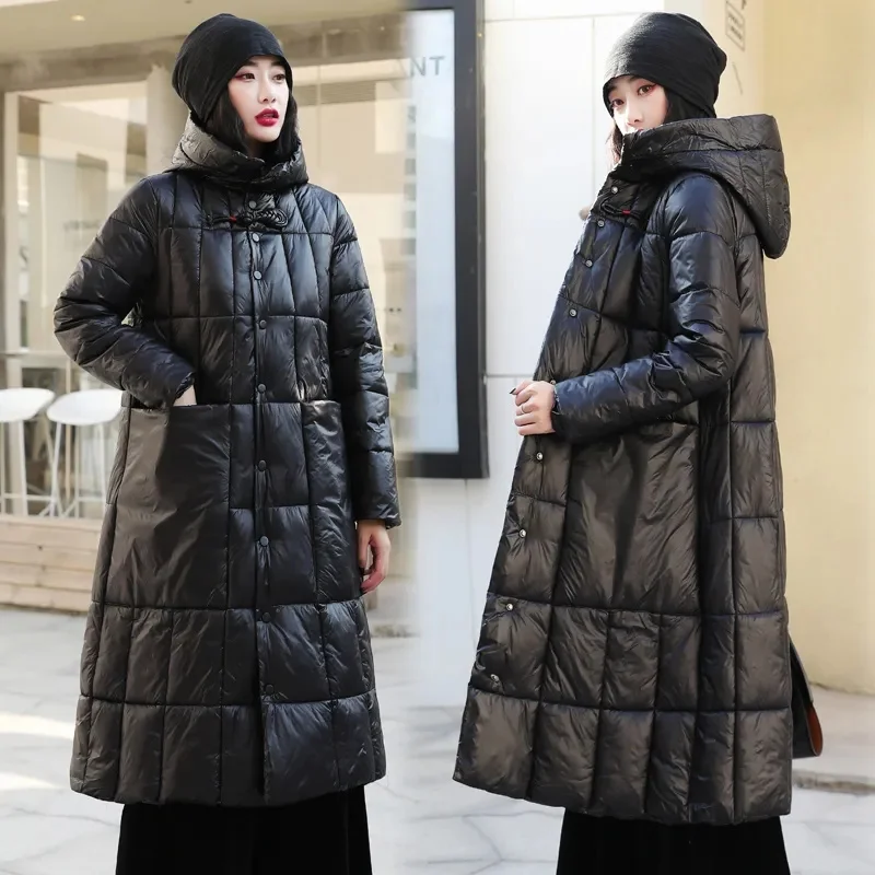 

2024 New Parka Winter Jacket Women Clothes Vintage Warm Coat Female Hooded Down Cotton Jacket Warm Thick Long Parkas Outerwear