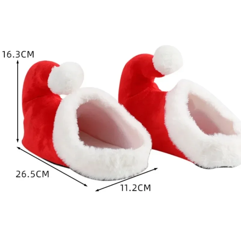 Red Cotton Christmas Slippers for Women Indoor Winter Comfort