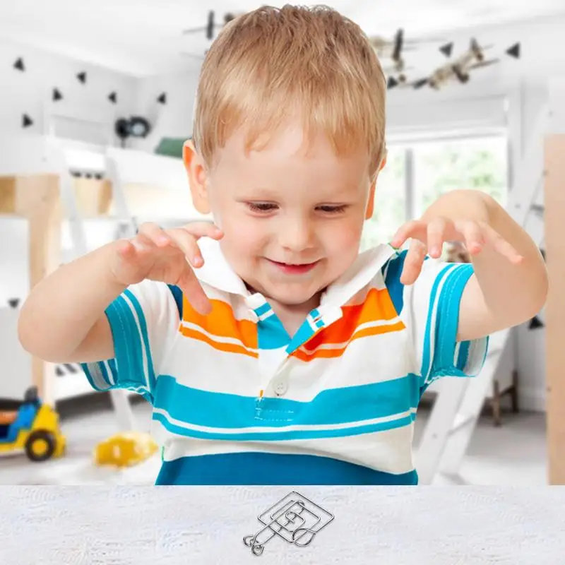 Materials Metal 3D Montessori Puzzle Wire IQ Mind Brain Teaser Puzzles For Children Adults Anti Stress Reliever Toys Kids Gifts 5