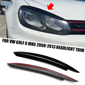 블랙 헤드라이트 눈썹 눈꺼풀 커버 장식 트림, VW 골프 6 MK6 GTI GTR 2008-2013 에 적합, 자동차 액세서리