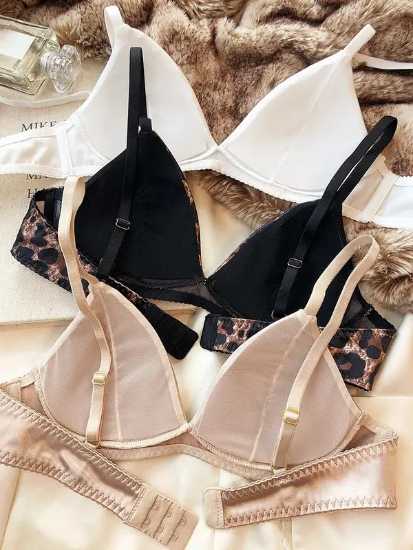 Summer Women Underwear Set Sexy Silken Triangle Cup Wireless Bras French Bralette Seamless Intimates Bra and Thong Lingerie Set - Image 2