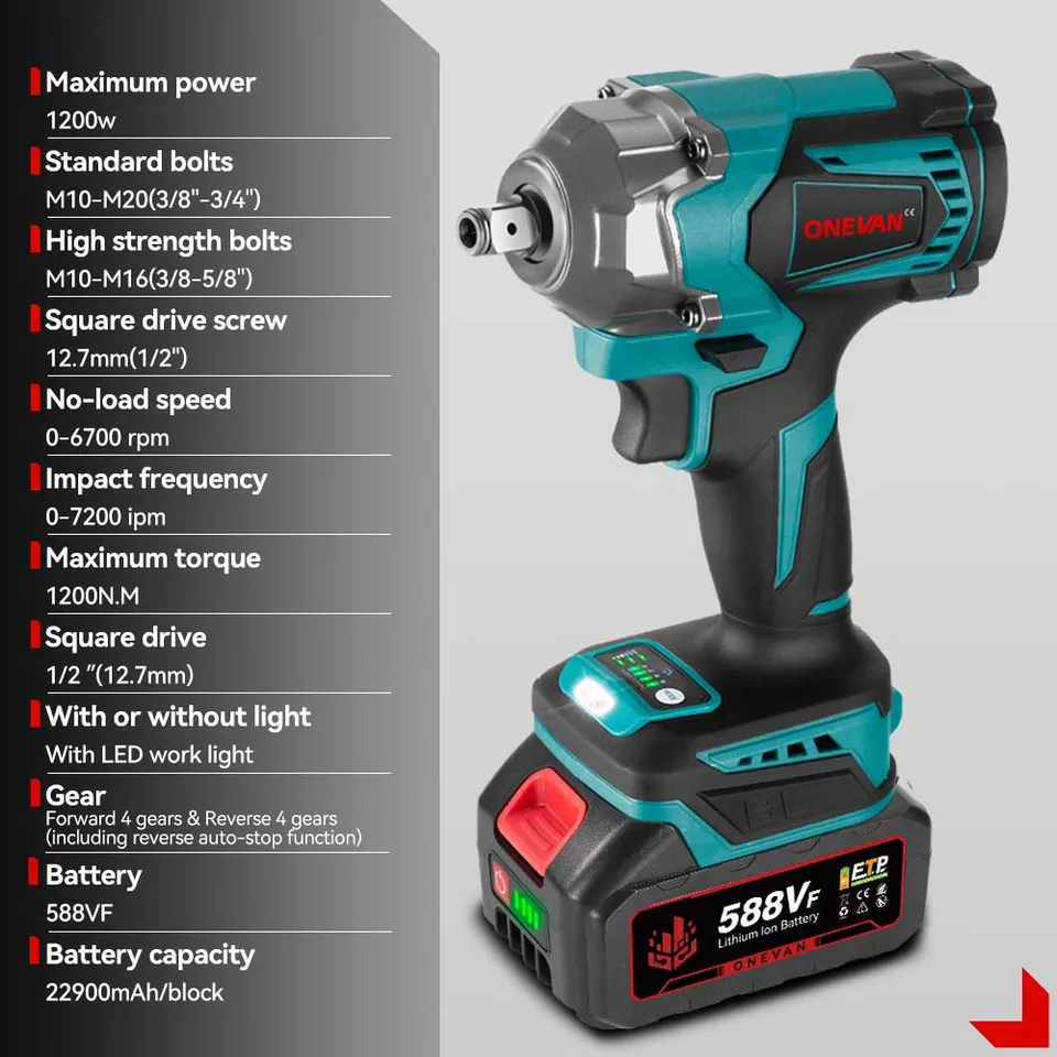 新品未使用高パワー1800Nmトルク電動インパクトレンチ1/2インチ12.7 新品未使用高パワー1800Nmトルク電動インパクトレンチ1/2インチ12.7