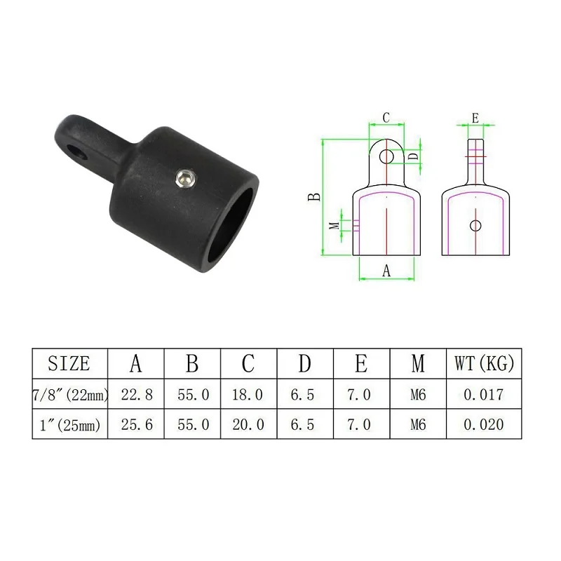 Black Nylon Top Cap High Strength 22MM 25MM Marine Bimini Tops Plastic Bimini Fittings For Yacht Boat 2PCS bimini top fittings