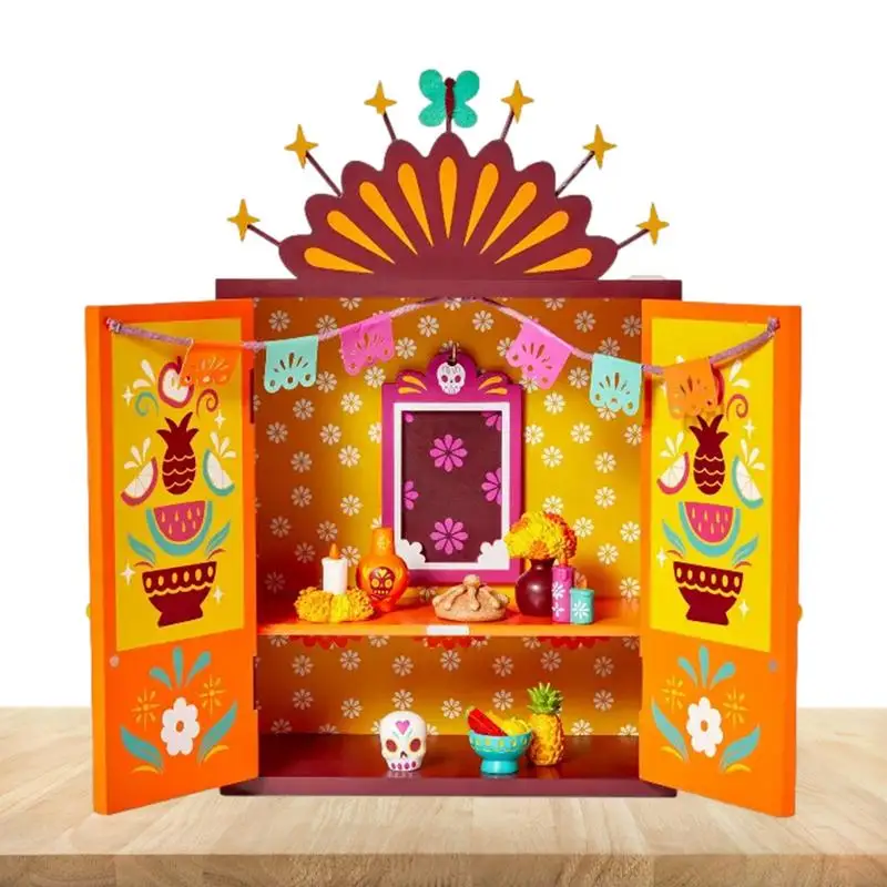 

Wooden Altar Storage Decor Box Wood Altar Ofrenda Decorations Multicolor Day Of The Dead Box For Living Room Bedroom Study