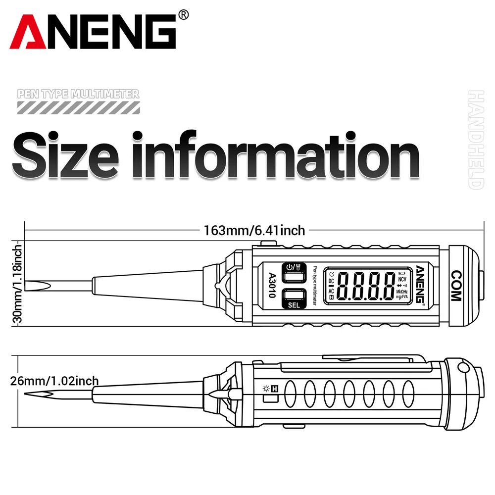 Digital Multimeter Multimeter Tester Voltage Detector Tester Voltage Meter Tester ANENG A3010 4000 Counts Smart dual use NCV voltage Sensing Pen type backlight automatic ranking tools