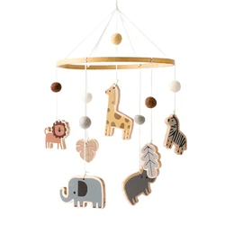 Boho Style Wooden Baby Crib Mobile with Musical Rattles - Perfect Newborn Gift (Animal)