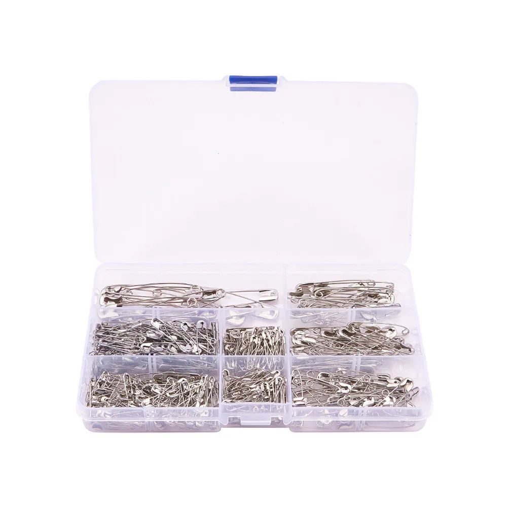 450Pcs 미니 버클 핀 DIY 액세서리 용 강력한 철 안전 핀 의류 고정 공예 프로젝트 양말 정리 도구 실버