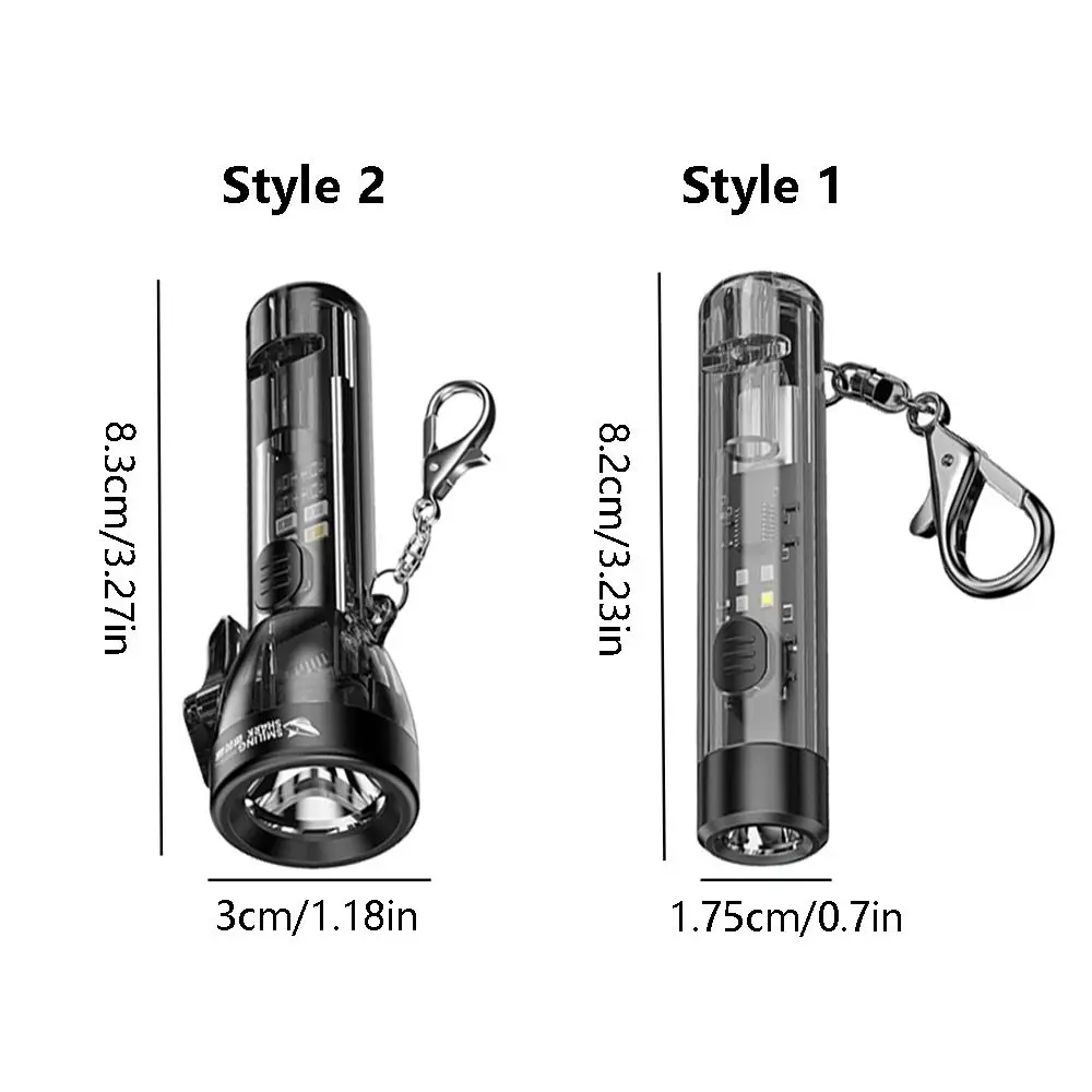 Portable Mini Keychain Flashlight USB Rechargeable 80 Lumen Pocket LED Flashlight UV/Red Light with Buckle Small