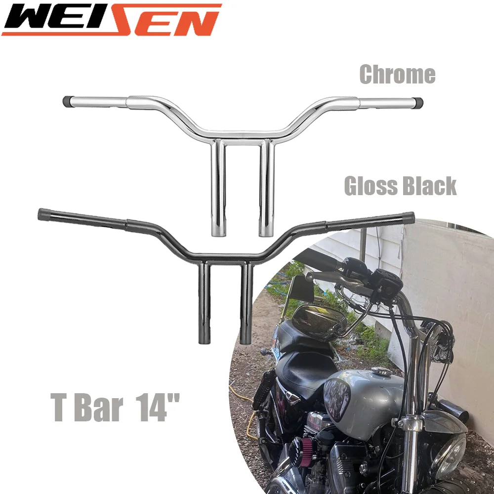 Manubrio Moto 14 "Rise T-Bar Drag Bar Per Harley Davidson Dyna Softail Sportster Xl 883 1200 Volante Dyna