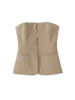 Women Sexy Plaid Strapless Bustier Top And High Waist Side Zipper Shorts Two Piece Set Fashion Female Outfit - Image 3