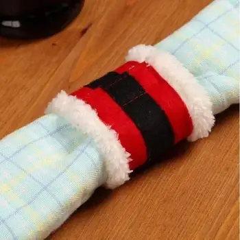2Pc/lot Towel Holder Santa Clothes Napkin Ring Xmas Towel Holder Circles Christmas Dinner Party Table Decor Christmas Decoration 2