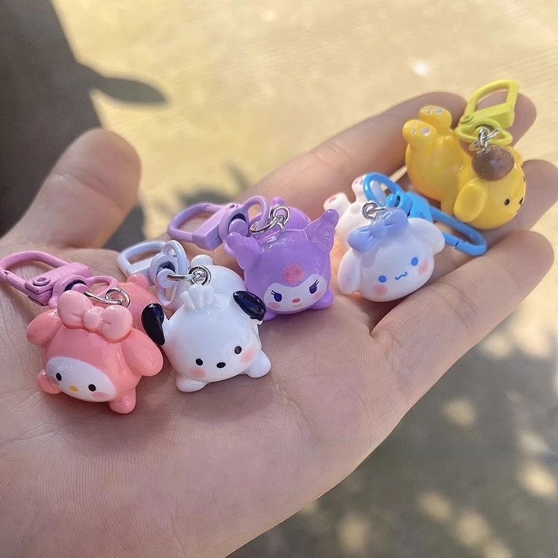 

Adorable Cinnamorolls Keyring Pendant Drum Kuromis KeyChain Girl Bag Hanging Ornament Sweet Jewelry Pendants Student Gifts