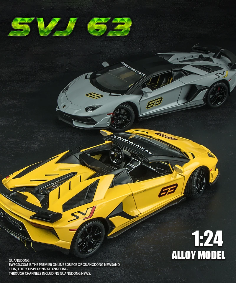 1:24 Lamborghini Aventador SVJ63 Alloy Toy Car Model Diecast