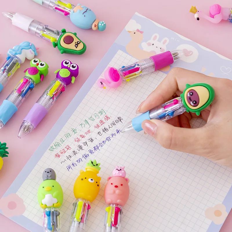 Lot De 4 Mini Stylos Multicolores Halloween - Stylo 4 Couleurs à Pression, Motifs Citrouille/chauve-souris - Pour Enfants, école, Cadeau