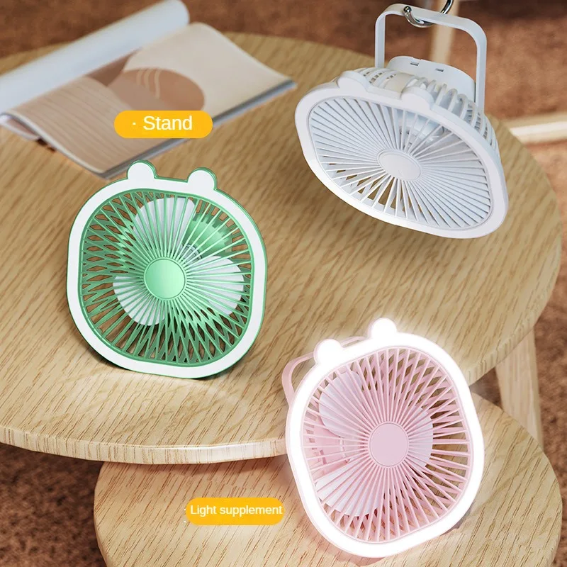 

Portable Stand Desktop Fan USB Rechargeable Strong Wind Air Cooler Wall Fan Mute Outdoor Camping Ceiling Fan With Light
