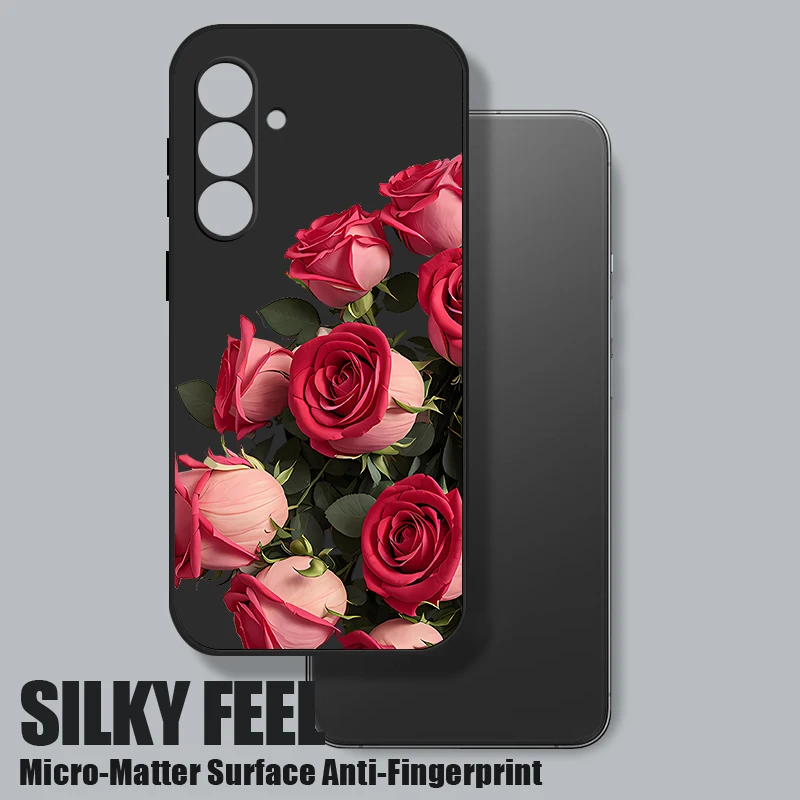 Vibrant Red Floral Phone Case - Elegant Soft Cover