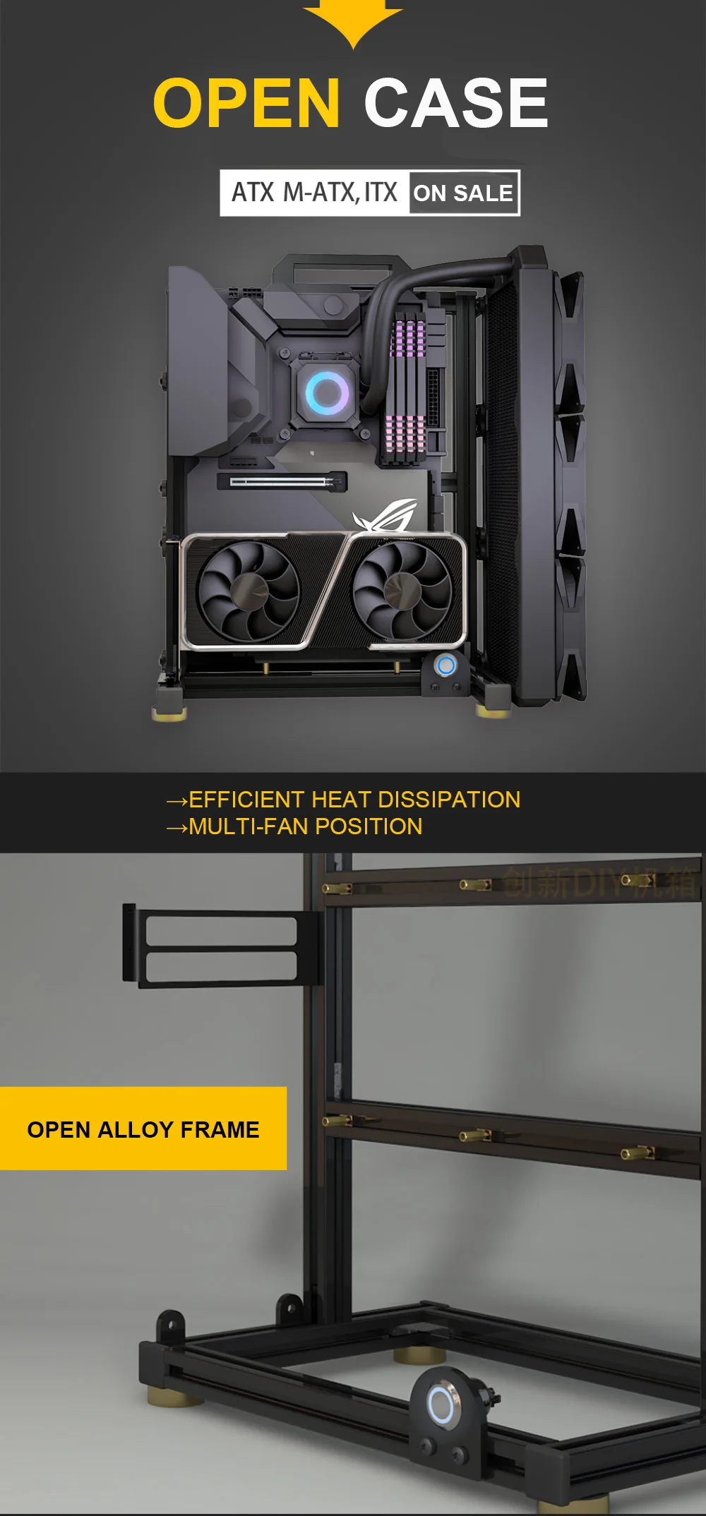 Rack, Alumínio, Criativos, DIY, Desktop, Jogos, Chassis, Refrigeração a Água
