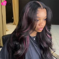 32 Inch Wigs 5x7 Transparent Lace 13x6 Lace Frontal Human Hair Wigs Highlight Pink Body Wave Human Hair Wig For Black Women