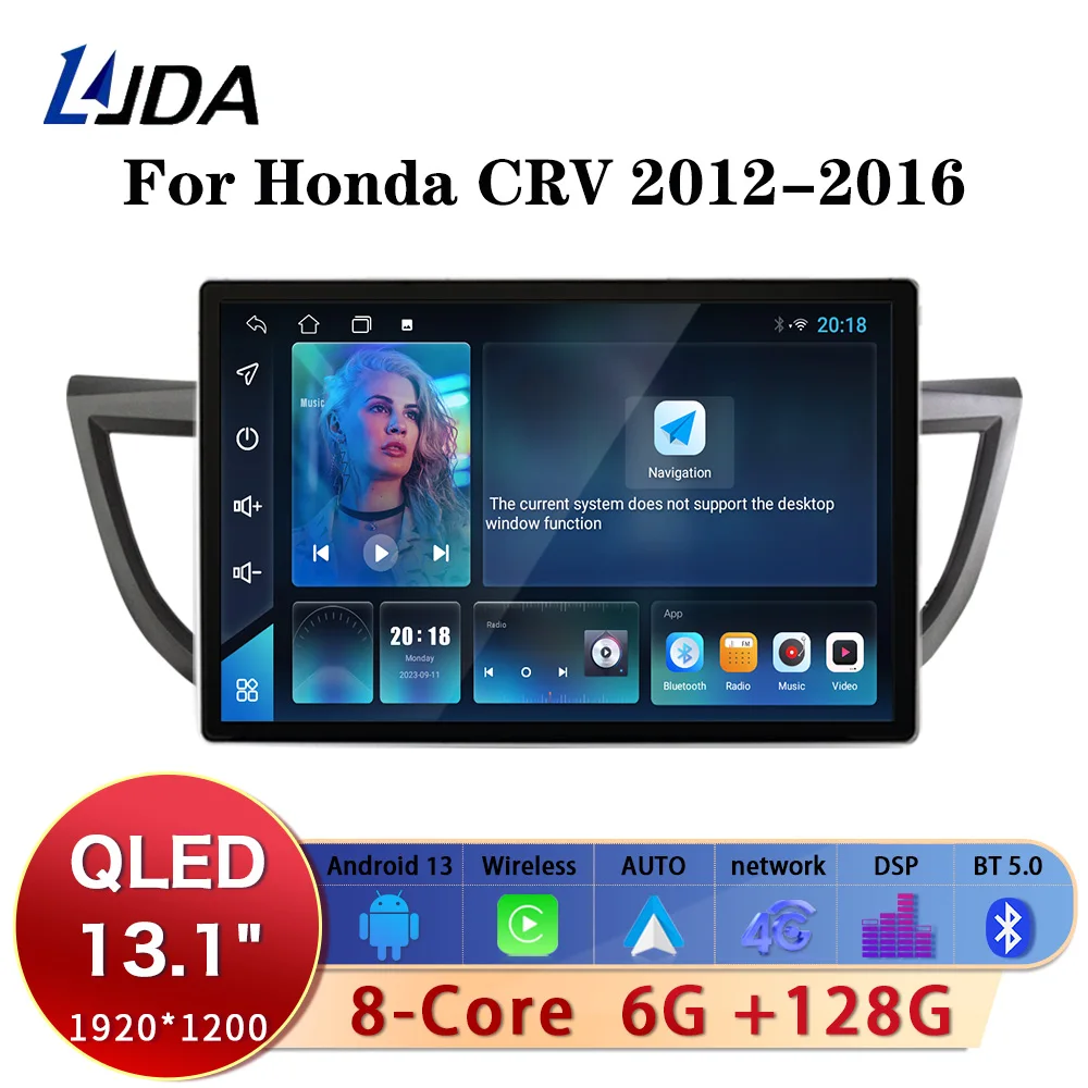 

Автомобильный мультимедийный плеер LJDA 13,1 Android 13 для Honda CR-V 4 CRV RM RE 2012-2016, автомобильное радио, аудио, GPS, стерео, беспроводной Carplay