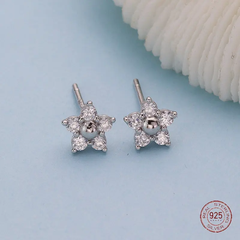 Floral Post Earrings In Fine Silk Alloy With Zircon Sparkling Elegant Everyday Jewelry For Women 4cm main image 1