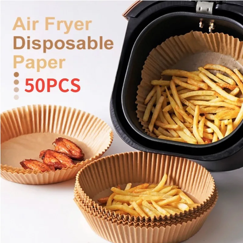 50PCS Air Fryer Disposable Paper Liners with Holes on-Stick