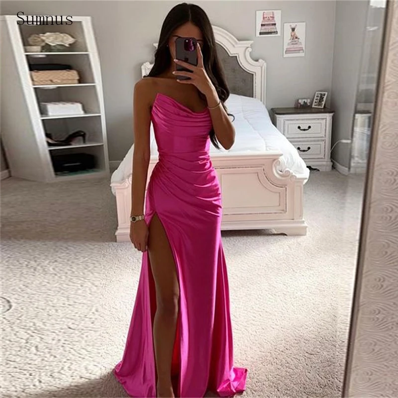Vestidos sirena de satén con tirantes spaghetti Salvia polvorienta