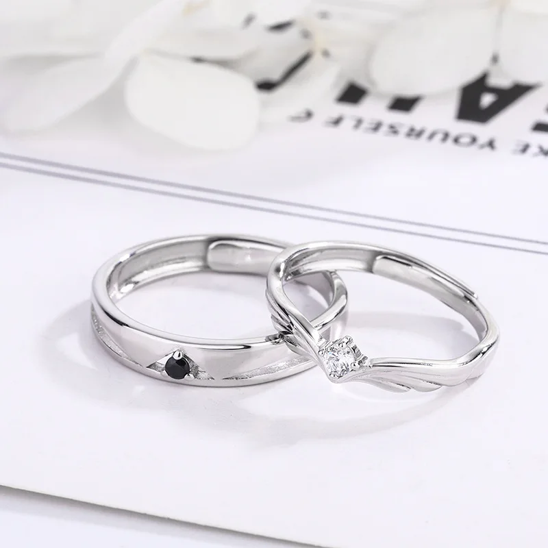 

Sterling 925 Silver Couples Ring - A Pair of Simple Dream Wedding Ring for Men and Women - Valentine's Day Gift to Lover