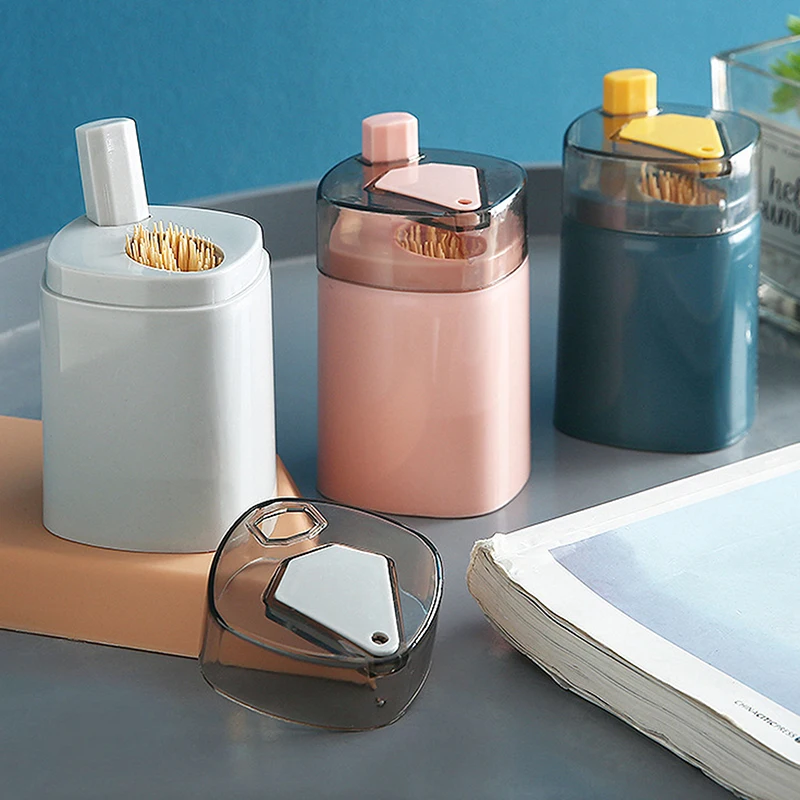 

Creative Home Living Room Press Type Automatic Pop-up Toothpick Jar Portable Toothpick Box Kitchen Supplies