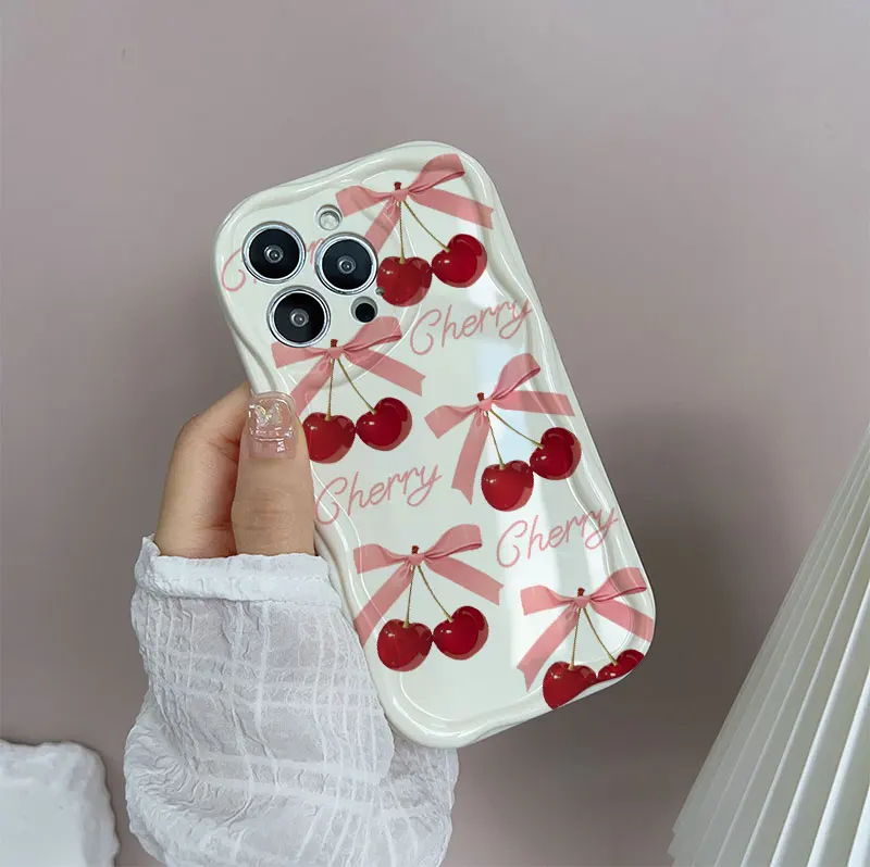 Wine Red Transparent Cherry Phone Case