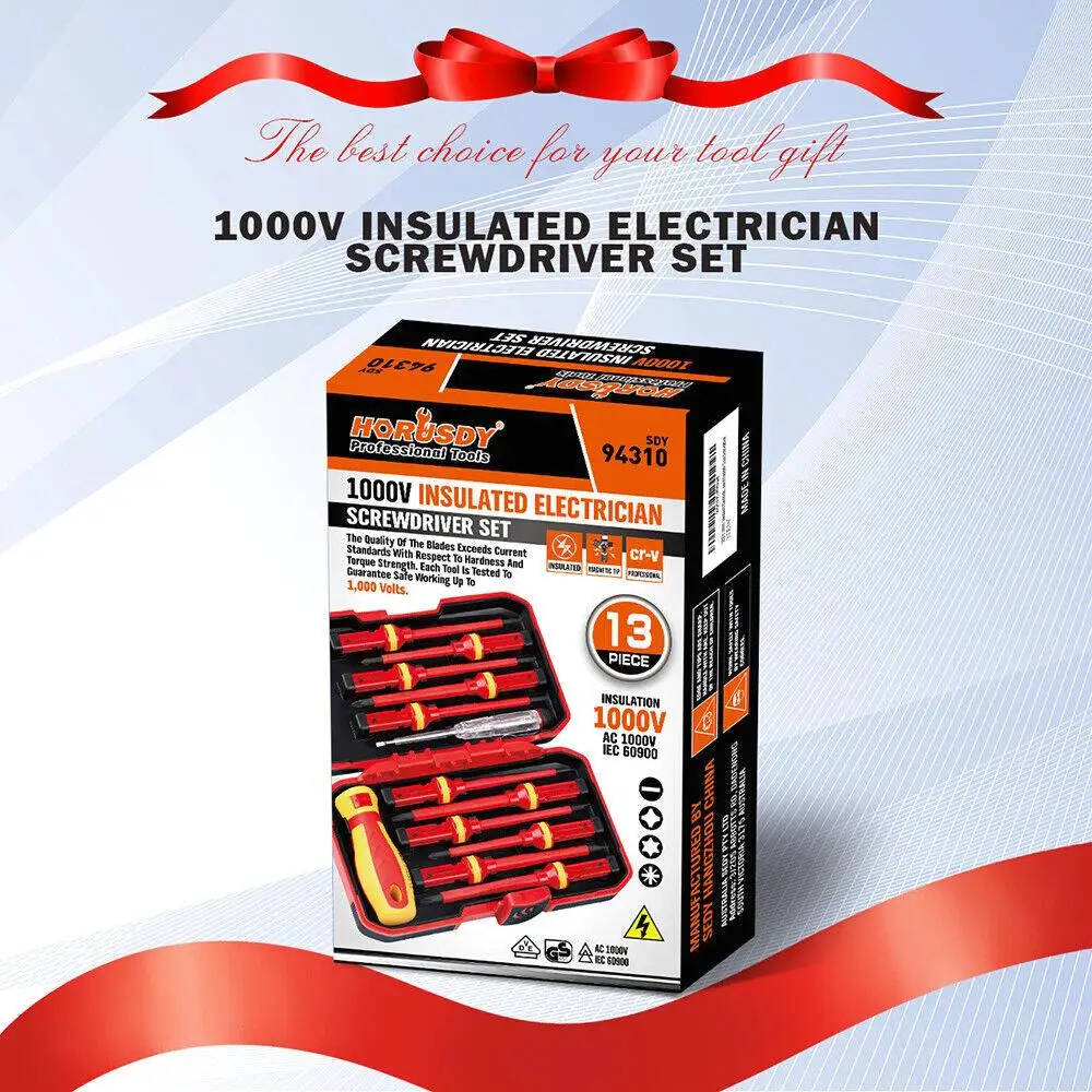 SEDY 13Pcs 1000V Magnetic Insulated Electrician Screwdriver Set VDE Certified