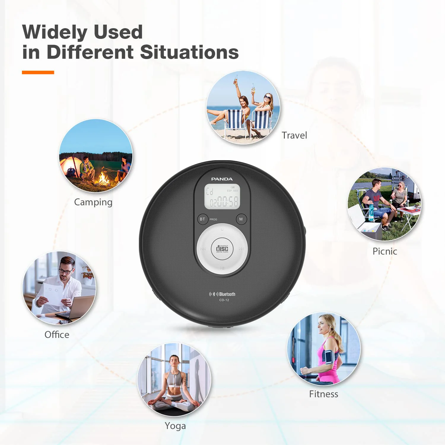 CD Player Portable,Bluetooth CD Player with Dual Headphone Jack for Home, Rechargeable Walkman Small CD Player for Car,CD Player