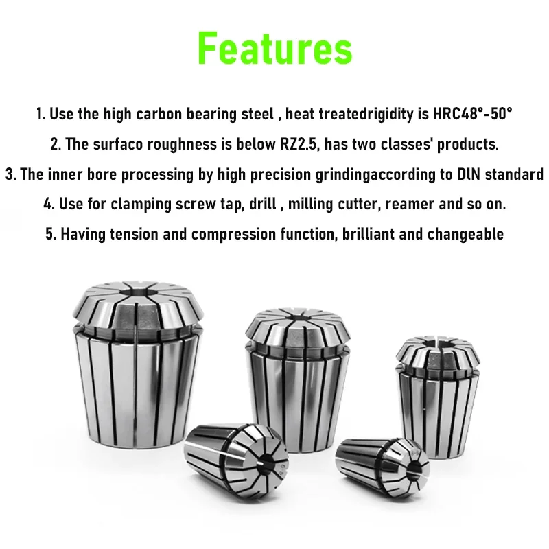 1PC ER50 ER40 ER32 ER25 AAA/UP High Precision 0.003mm Spring Collet Suitable Engraving Machine Spindle CNC Machining Center spring collet tool holder collet chuck spring collet chuck engraving collet chuck