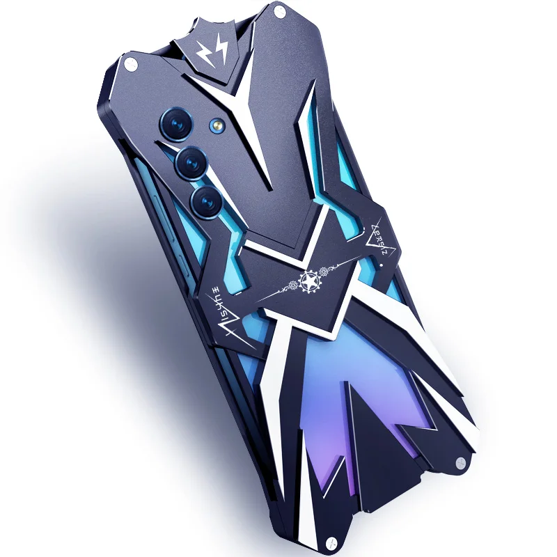 Luxury Armor Metal Aluminum Phone Cases For Samsung Galaxy A34 A54 A73 A72 A53 A52 Cover Mechanical Purely Handmade Skull Case